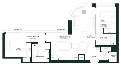 the floor plan of the apartment